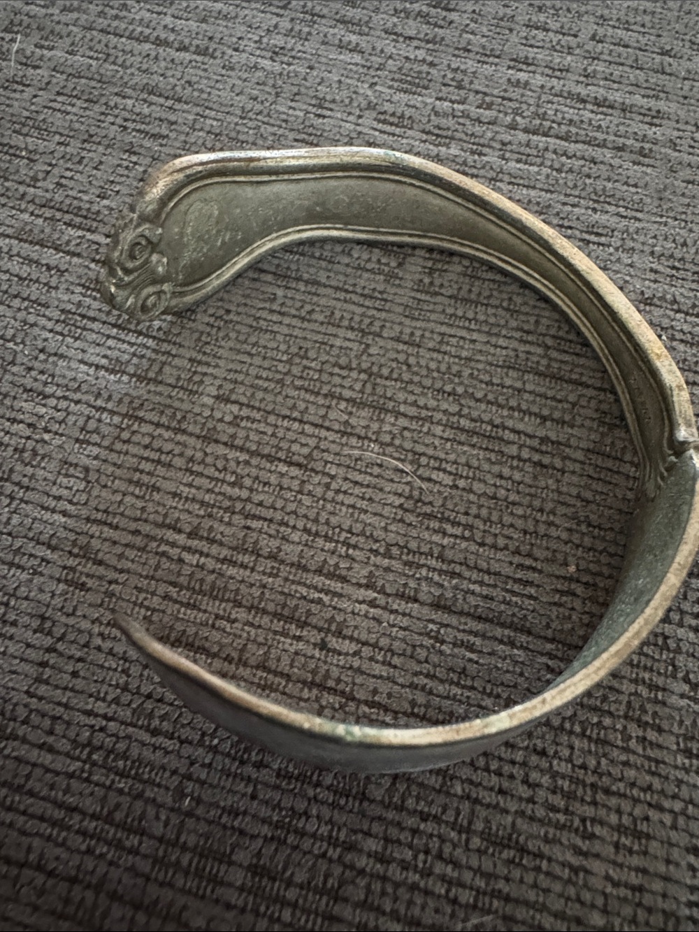 Vintage Upcycled Silverplate Spoon Handle Cuff Bracelet - Script Monogram "B"